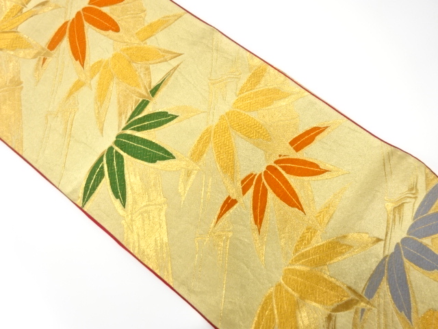 JAPANESE KIMONO / ANTIQUE FUKURO OBI / SILK / WOVEN BAMBOO GRASS